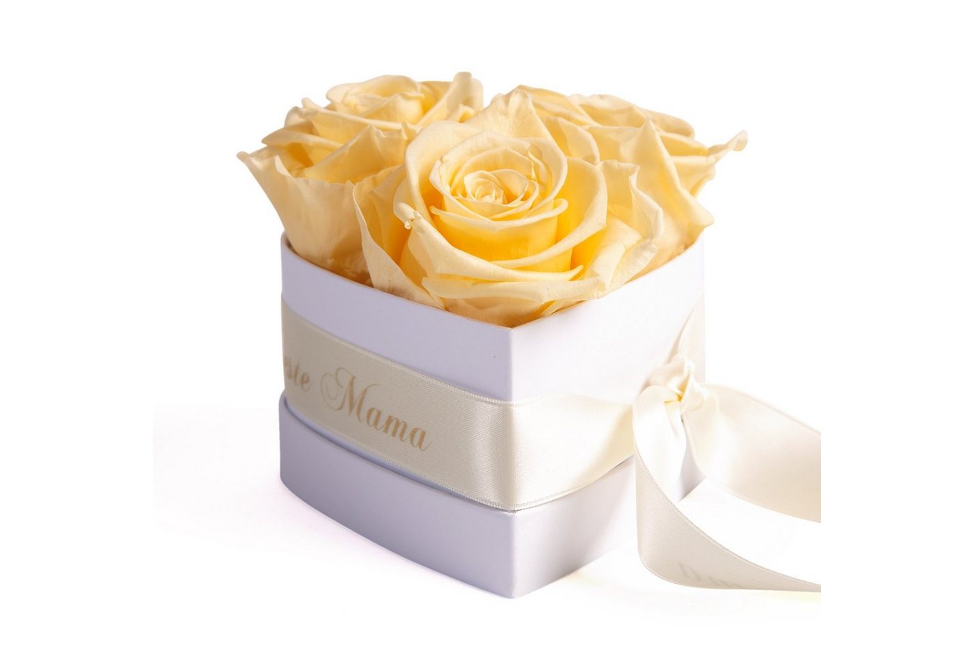 Kunstblume Rosenbox Herz 3 Infinity Rosen für die Beste Mama der Welt Geschenk Rose, ROSEMARIE SCHULZ Heidelberg, Höhe 10 cm, echte Blumen haltbar 3 Jahre, Made in Germany von ROSEMARIE SCHULZ Heidelberg