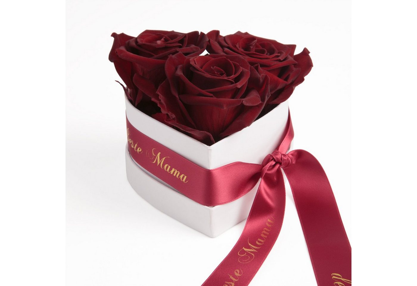 Kunstblume Rosenbox Herz 3 Infinity Rosen für die Beste Mama der Welt Geschenk Rose, ROSEMARIE SCHULZ Heidelberg, Höhe 10 cm, echte Blumen haltbar 3 Jahre von ROSEMARIE SCHULZ Heidelberg