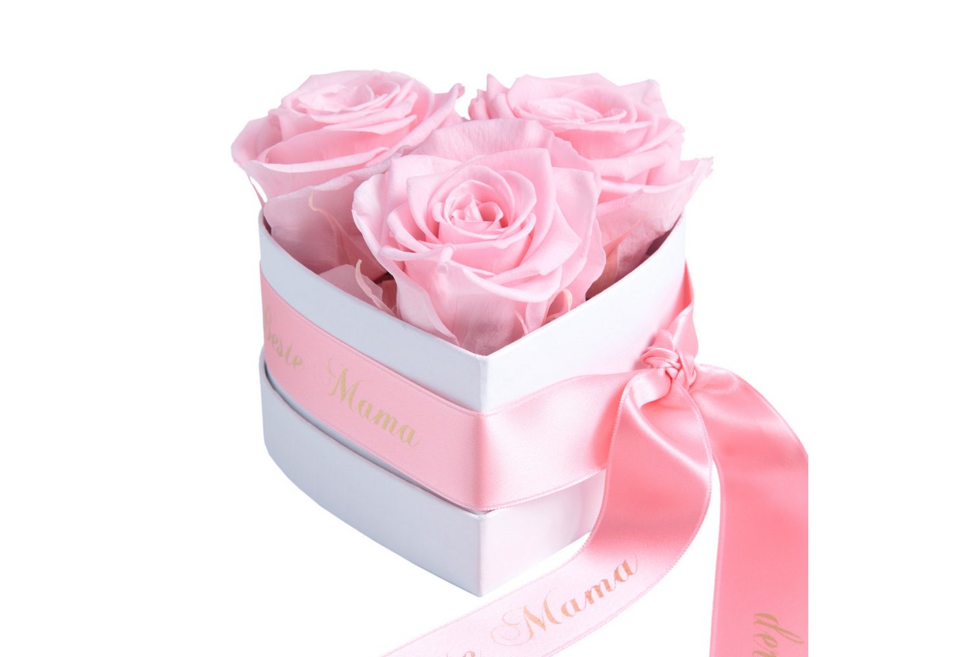 Kunstblume Rosenbox Herz 3 Infinity Rosen für die Beste Mama der Welt Geschenk Rose, ROSEMARIE SCHULZ Heidelberg, Höhe 10 cm, echte Blumen haltbar 3 Jahre von ROSEMARIE SCHULZ Heidelberg