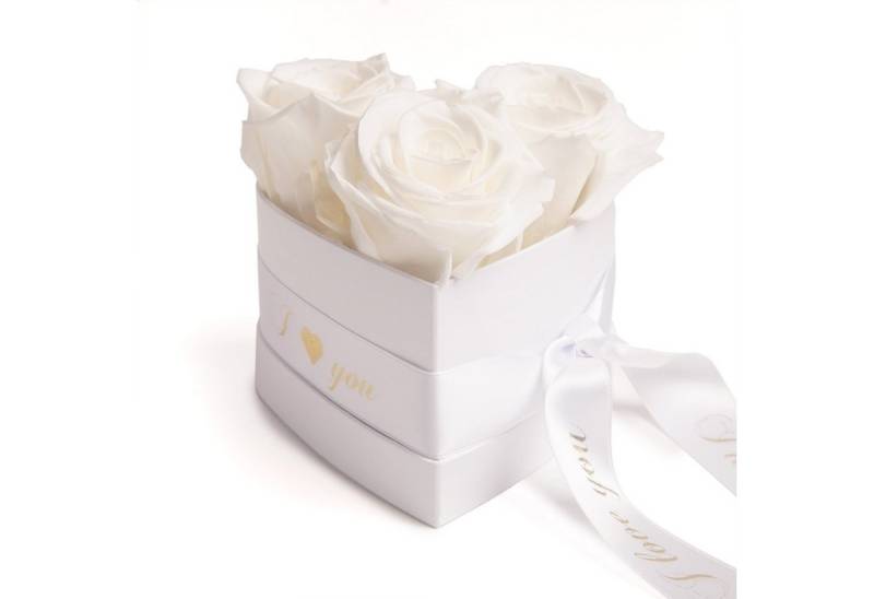 Kunstblume Rosenbox Herz 3 konservierte Infinity Rosen in Box I Love You Rose, ROSEMARIE SCHULZ Heidelberg, Höhe 8.5 cm, Valentinstag Geschenk für Sie, Made in Germany von ROSEMARIE SCHULZ Heidelberg