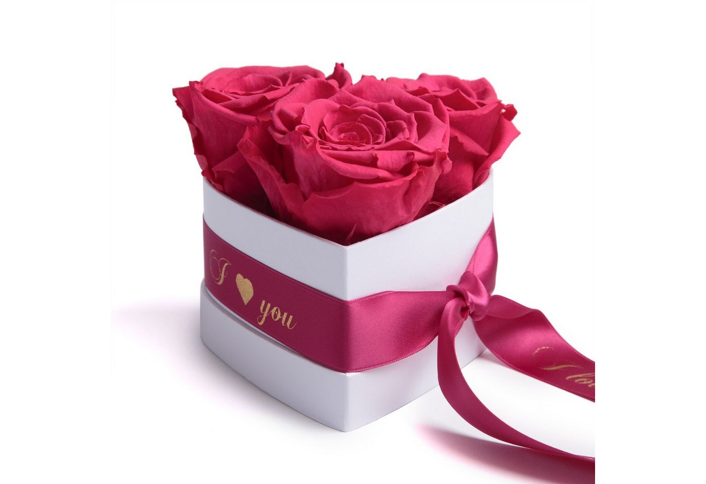 Kunstblume Rosenbox Herz 3 konservierte Infinity Rosen in Box I Love You Rose, ROSEMARIE SCHULZ Heidelberg, Höhe 8.5 cm, Valentinstag Geschenk für Sie, Made in Germany von ROSEMARIE SCHULZ Heidelberg