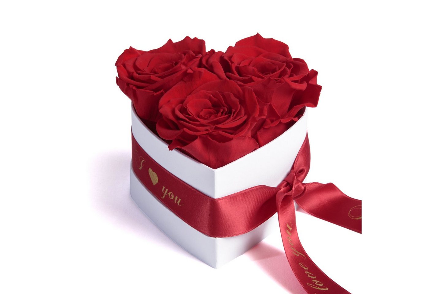 Kunstblume Rosenbox Herz 3 konservierte Infinity Rosen in Box I Love You Rose, ROSEMARIE SCHULZ Heidelberg, Höhe 8.5 cm, Valentinstag Geschenk für Sie von ROSEMARIE SCHULZ Heidelberg