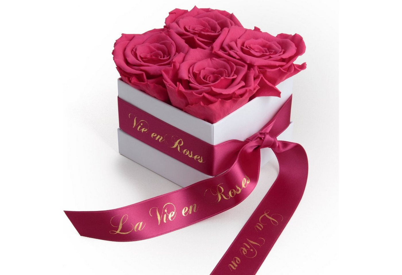 Kunstblume Rosenbox weiß Infinity Rosen Poesie Deko Geschenk für Damen Rose, ROSEMARIE SCHULZ Heidelberg, Höhe 8.5 cm, für Frauen zum Valentinstag von ROSEMARIE SCHULZ Heidelberg