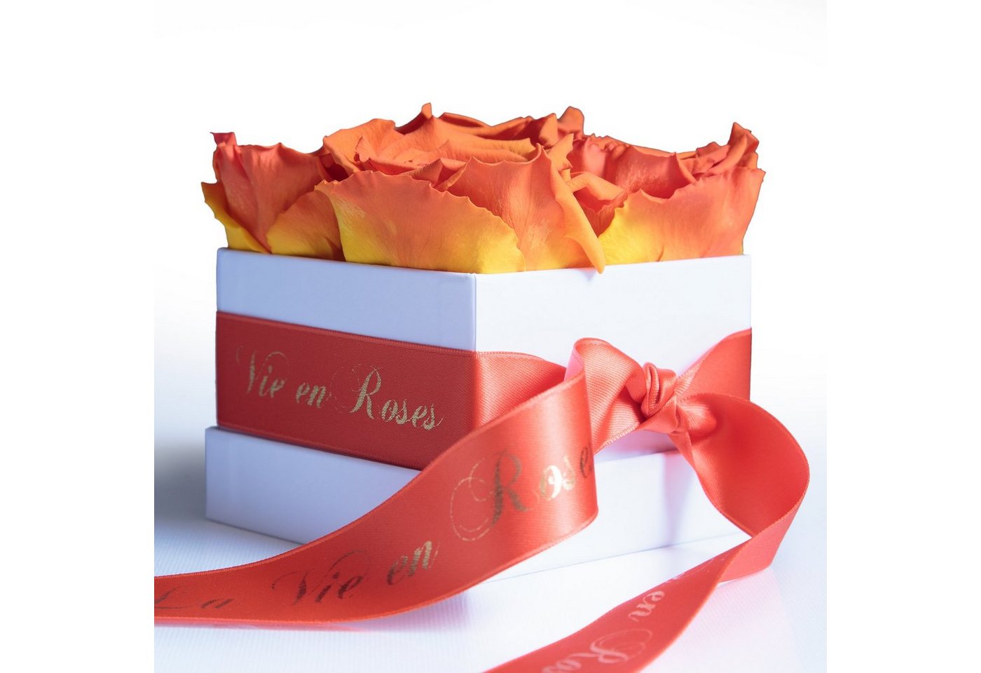 Kunstblume Rosenbox weiß Infinity Rosen Poesie Deko Geschenk für Damen Rose, ROSEMARIE SCHULZ Heidelberg, Höhe 8.5 cm, für Frauen zum Valentinstag von ROSEMARIE SCHULZ Heidelberg