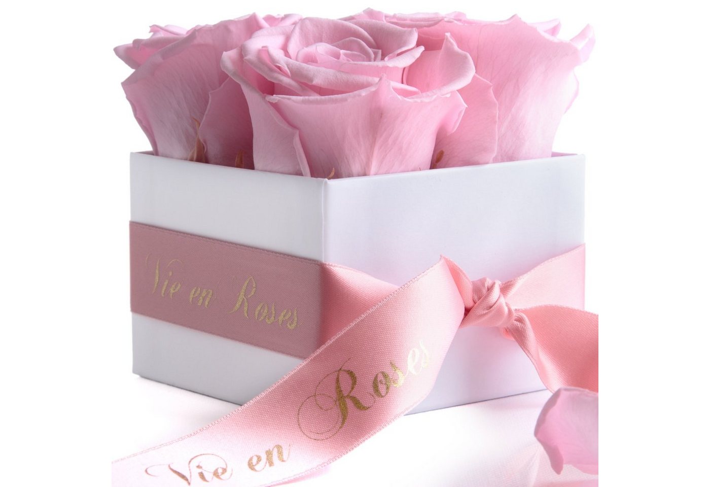 Kunstblume Rosenbox weiß Infinity Rosen Poesie Deko Geschenk für Damen Rose, ROSEMARIE SCHULZ Heidelberg, Höhe 8.5 cm, für Frauen zum Valentinstag von ROSEMARIE SCHULZ Heidelberg