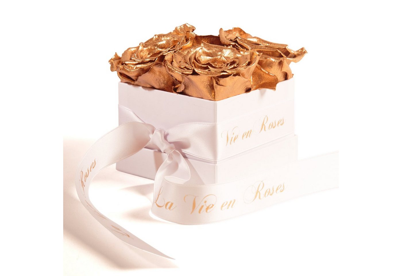 Kunstblume Rosenbox weiß Infinity Rosen Poesie Deko Geschenk für Damen Rose, ROSEMARIE SCHULZ Heidelberg, Höhe 8.5 cm, für Frauen zum Valentinstag von ROSEMARIE SCHULZ Heidelberg