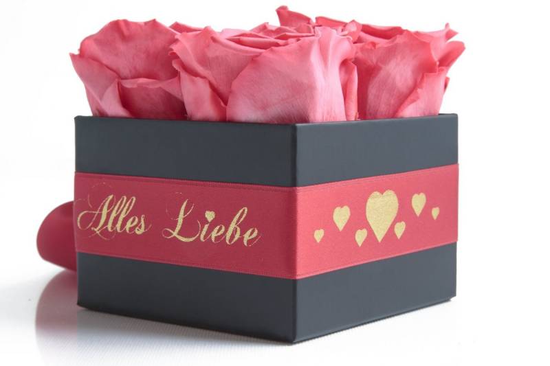 Kunstblumenstrauß Alles Liebe Rosenbox Infinity Rosen echte konservierte Blumen Rose, ROSEMARIE SCHULZ Heidelberg, Höhe 8,5 cm, Muttertag Geschenk, Made in Germany von ROSEMARIE SCHULZ Heidelberg