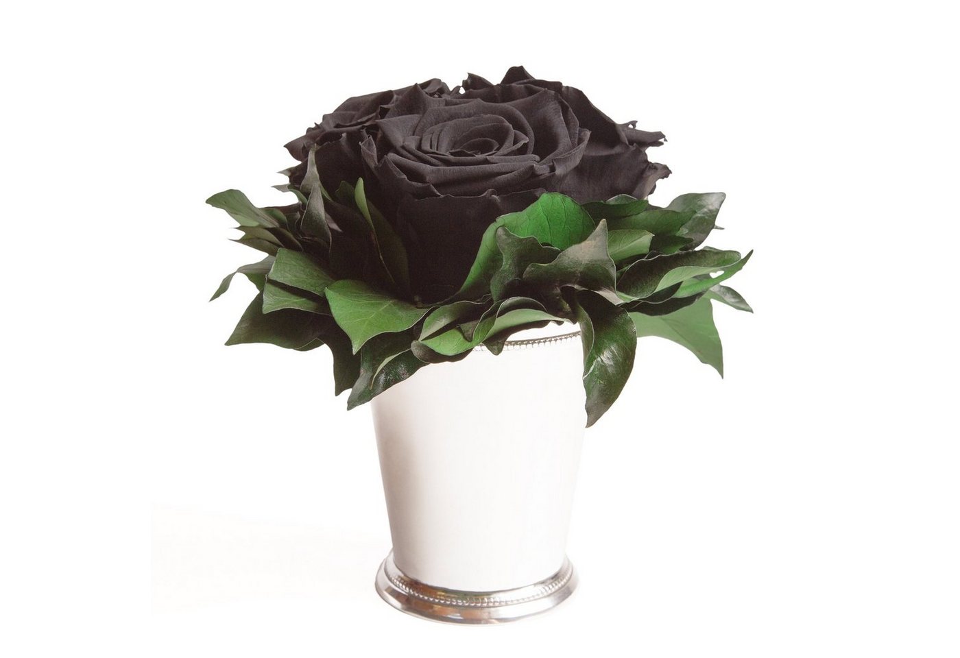 Kunstorchidee 3 Infinity Rosen silberfarbene Vase Wohnzimmer Deko Blumenstrauß Rose, ROSEMARIE SCHULZ Heidelberg, Höhe 15 cm, Rose haltbar bis zu 3 Jahre von ROSEMARIE SCHULZ Heidelberg