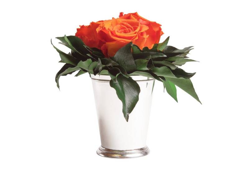 Kunstorchidee 3 Infinity Rosen silberfarbene Vase Wohnzimmer Deko Blumenstrauß Rose, ROSEMARIE SCHULZ Heidelberg, Höhe 15 cm, Rose haltbar bis zu 3 Jahre, Made in Germany von ROSEMARIE SCHULZ Heidelberg