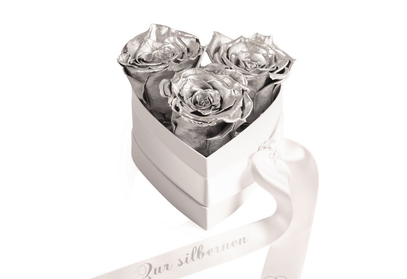 Kunstpflanze Infinity Rosenbox Silberhochzeit Geschenk Jubiläum 25 Jahre Rosen, ROSEMARIE SCHULZ Heidelberg, Höhe 10 cm, haltbare Blumen, Made in Germany von ROSEMARIE SCHULZ Heidelberg