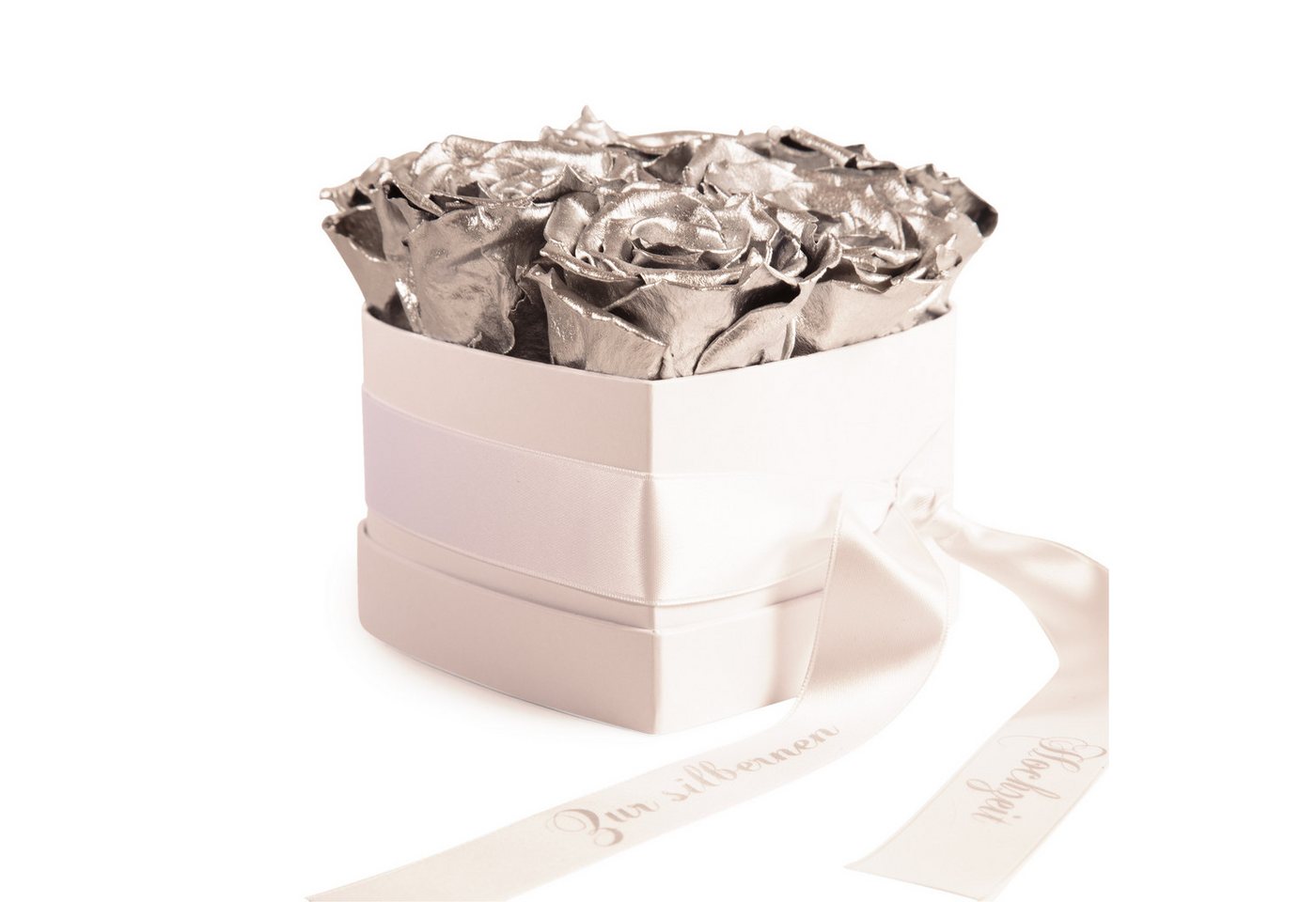 Kunstpflanze Rosenherz 6 infinity Rosen Silberhochzeit Geschenk Jubiläum Rosen, ROSEMARIE SCHULZ Heidelberg, Höhe 10 cm, haltbare Blumen, Made in Germany von ROSEMARIE SCHULZ Heidelberg