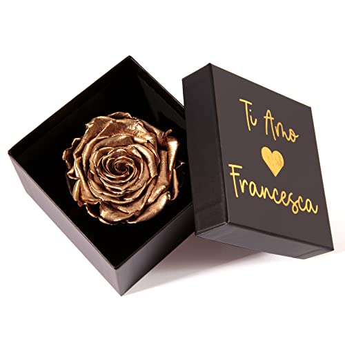 ROSEMARIE SCHULZ Heidelberg 1 Goldfarbene Infinity Rose konserviert 8,5x8,5 cm haltbar 3 Jahre personalisierbare Rosenbox (Gold, Personalisiert) von ROSEMARIE SCHULZ Heidelberg