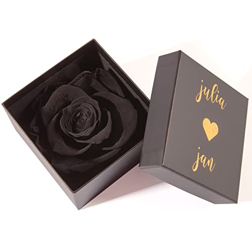 ROSEMARIE SCHULZ Heidelberg 1 Schwarze Infinity Rose konserviert 8,5x8,5 cm haltbar 3 Jahre personalisierbare Rosenbox (Schwarz, Personalisiert) von ROSEMARIE SCHULZ Heidelberg