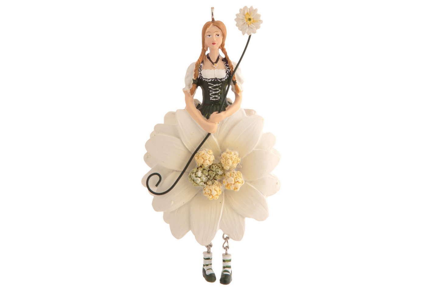 ROSEMARIE SCHULZ Heidelberg Dekofigur Blumenmädchen Edelweiss Dekohänger Kunstblume Deko-Objekt, Handbemalte Figur aus Polyresin von ROSEMARIE SCHULZ Heidelberg