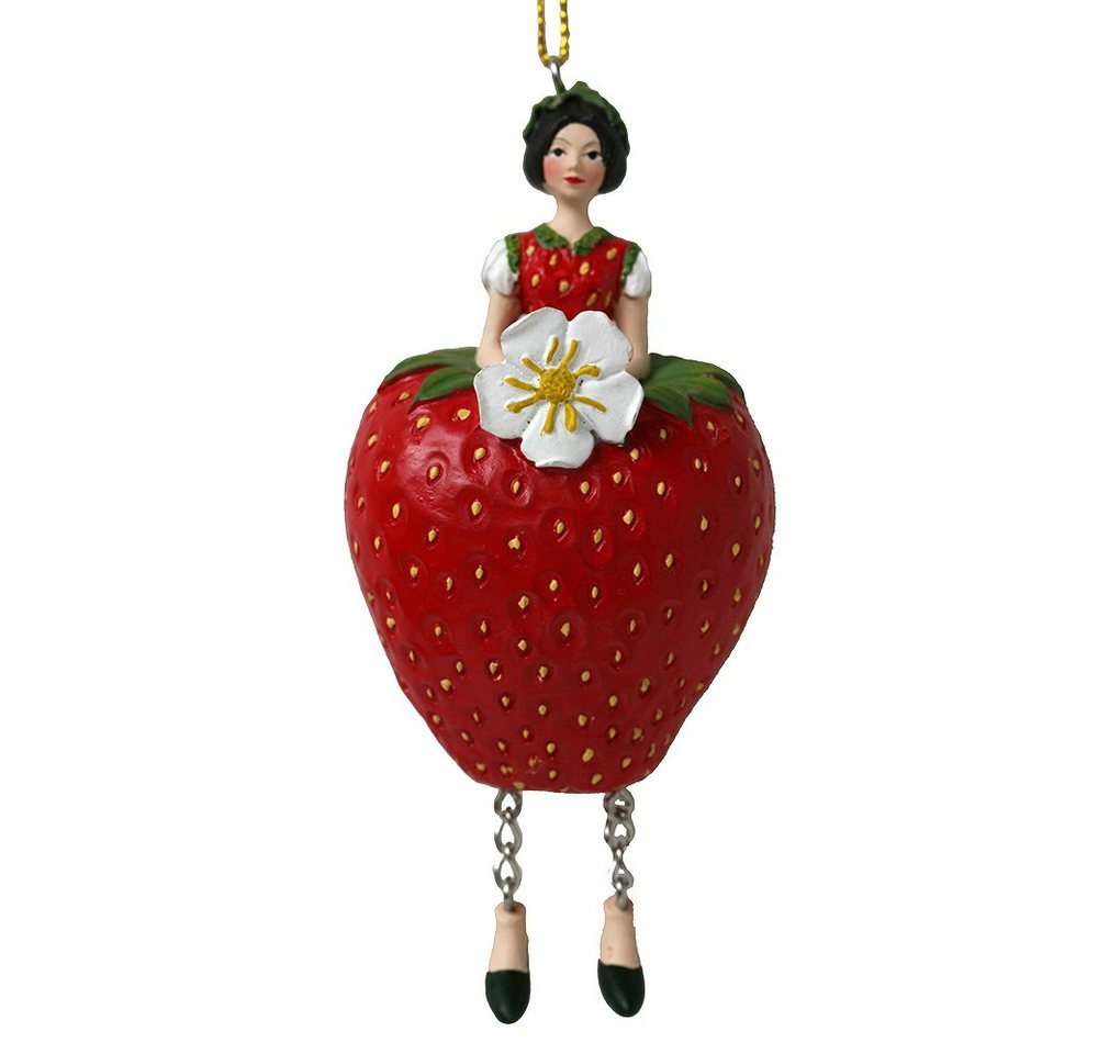 ROSEMARIE SCHULZ Heidelberg Dekofigur Blumenmädchen Figur Erdbeere zum Hängen Dekoobjekt Sammlerstück, Sammlerstück von ROSEMARIE SCHULZ Heidelberg