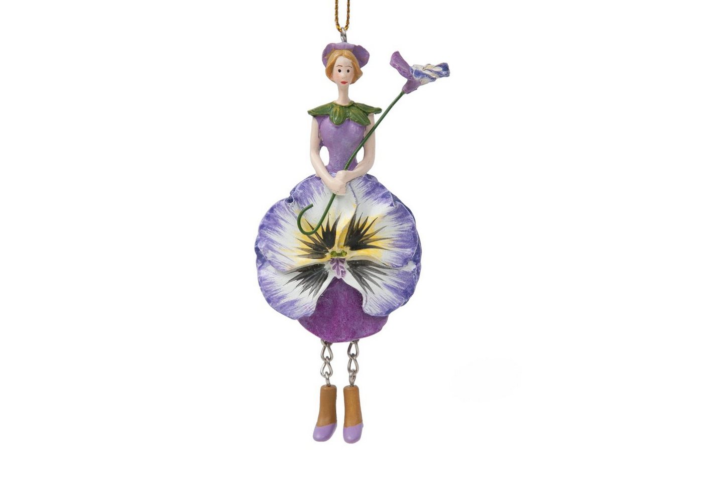 ROSEMARIE SCHULZ Heidelberg Dekofigur Blumenmädchen Stiefmütterchen zum Hängen Dekohänger Blumen Deko-Objekt, Handbemalte Figur aus Polyresin von ROSEMARIE SCHULZ Heidelberg