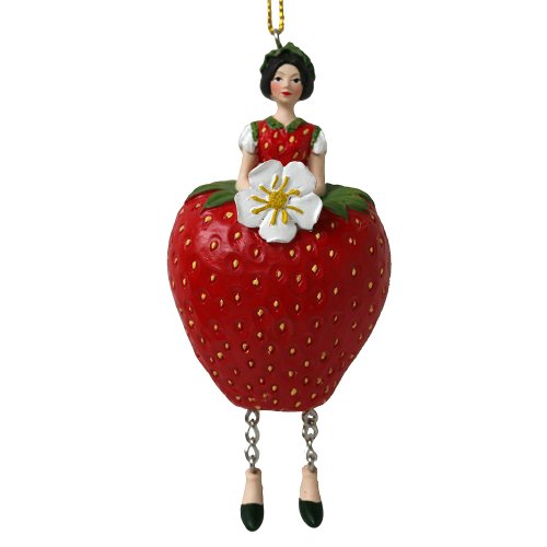 ROSEMARIE SCHULZ Heidelberg Erdbeer Blumen Mädchen zum Hängen Flower Fairy Figur Dekofigur Blumenfigur Skulptur Blumenkinder von ROSEMARIE SCHULZ Heidelberg