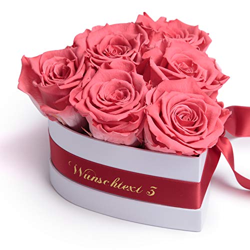 ROSEMARIE SCHULZ Heidelberg Infinity Rosenbox Herzform mit Widmung und konservierte Rosen Geschenk für Frauen (Wunschtext, Korall) von ROSEMARIE SCHULZ Heidelberg