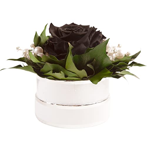Infinity Rosenbox Kristall und Perlen 1 echte Rose haltbar Mama Geschenk Muttertag (Schwarz) von ROSEMARIE SCHULZ Heidelberg