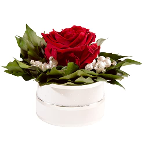 ROSEMARIE SCHULZ Heidelberg Infinity Rosenbox Kristall und Perlen 1 echte Rose haltbar Mama Geschenk Muttertag (Weiß) von ROSEMARIE SCHULZ Heidelberg