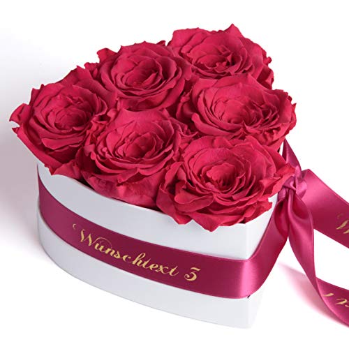 ROSEMARIE SCHULZ Heidelberg Infinity Rosenbox in Herzform mit WUNSCHTEXT personalisiert und konservierte Rosen als Geschenk für Frauen (Wunschtext, Pink) von ROSEMARIE SCHULZ Heidelberg