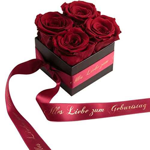 ROSEMARIE SCHULZ Heidelberg Rosenbox Flowerbox Infinity Rosen haltbar 3 Jahre Geburtstagsgeschenk für Frauen, Freundin, Schwester Geschenk (Alles Liebe zum Geburtstag, Dunkelrot) von ROSEMARIE SCHULZ Heidelberg