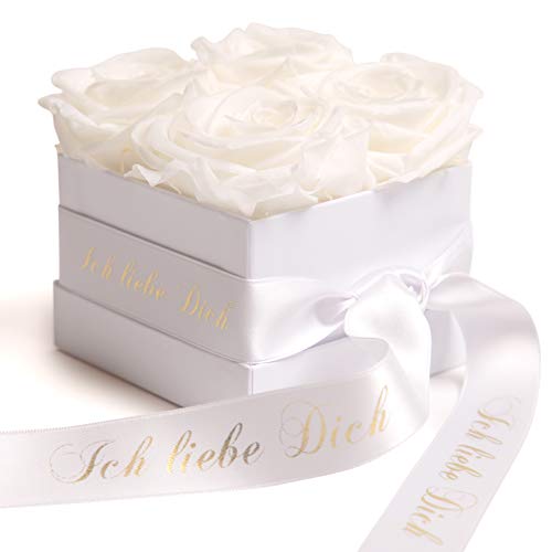 ROSEMARIE SCHULZ Heidelberg Rosenbox mit Infinity Rosen konservierte Blumen Valentinstagsgeschenk EIN Liebesbeweis für Frauen (Ich Liebe Dich, Weiß) von ROSEMARIE SCHULZ Heidelberg