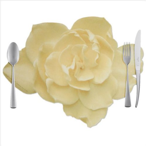 Rosemarie Schulz® 6 Tischsets Motiv Gardenie weiß-beige + 6 Glasuntersetzer von ROSEMARIE SCHULZ Heidelberg