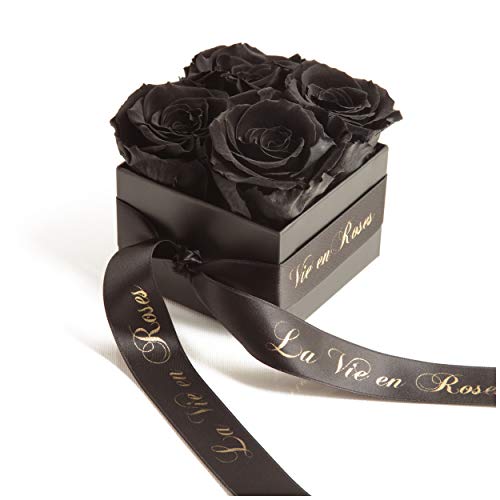 Rosenbox Poesie en Roses konservierte infinity Rosen haltbar 3 Jahre - Blumenbox Flowerbox von ROSEMARIE SCHULZ® Heidelberg (Schwarz) von ROSEMARIE SCHULZ Heidelberg