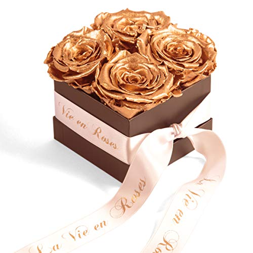 infinity Rosenbox 4 echte Rosen konserviert goldene Hochzeit Geschenk Hochzeitstag (Gold) von ROSEMARIE SCHULZ Heidelberg