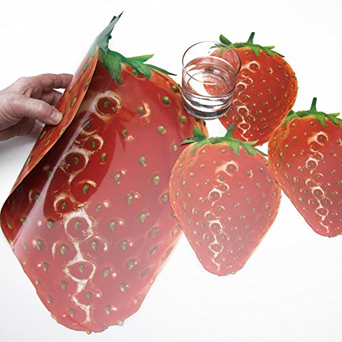 Rosemarie Schulz® 6 Tischsets-Platzsets Motiv Erdbeere Rot + 6 Glasuntersetzer von Rosemarie Schulz