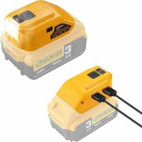 Akku-Adapter für Dewalt 14,4 V/18 V/20 V Lithium-Ionen-Akku, Gleichstromanschluss und LED-Arbeitsleuchte und zwei USB-Ladegeräte, Stromquelle, Akku-Adapter für Dewalt 14,4 V/18 V/20 V Lithium-Ionen-Akku, Gleichstromanschluss und LED-Arbeitsleuchte und zwei USB-Ladegeräte, Stromquelle, von ROSEMARY