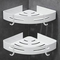 Duschregal, Eckduschregal und Küchenduschregal, Aluminium, matte Oberfläche, 2er-Set, Weiß von ROSEMARY