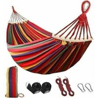 Hängehängematte, bequeme Camping- und Gartenhängematte mit kippsicherer Holzstange und Seil für draußen/innen, Terrasse, Nickerchen, 200 x 150 cm, Hängehängematte, bequeme Camping- und Gartenhängematte mit kippsicherer Holzstange und Seil für draußen/innen, Terrasse, Nickerchen, 200 x 150 cm, von ROSEMARY