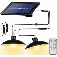Solarlampen Solar-Kronleuchter mit wasserdichter Fernbedienung 2 Köpfe 3 m Kabel - Warmes Licht von ROSEMARY