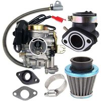 Vergaser passend für Gy6 50 cc 49 cc 4-Takt-Scooter Taotao-Motor 18 mm Vergaser Ansaugkrümmer Luftfilter, Silber von ROSEMARY