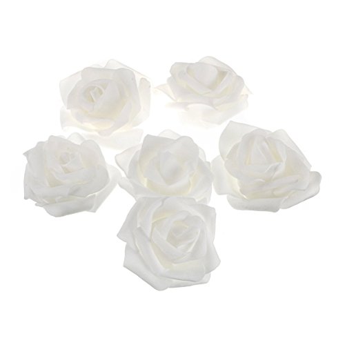 ROSENICE 50 Stück künstlichen Schaum Rosen Blumen für zu Hause Hochzeitsdekoration (weiß) von rosenice