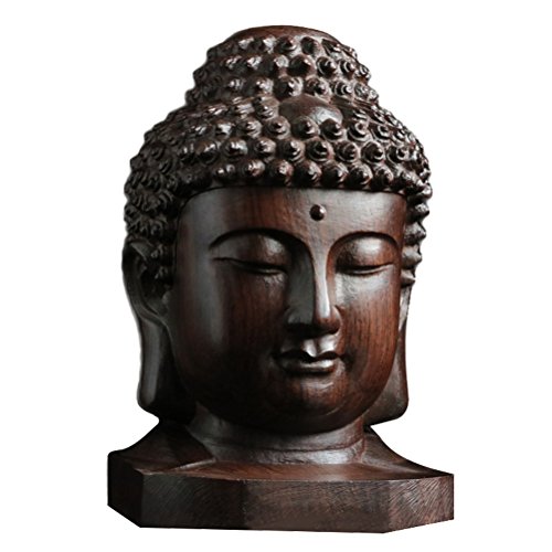 ROSENICE Mini Holz Buddha Feng Shui Figur Buddha Kopf statue Tischdeko Gartenfigur Dekoration von rosenice