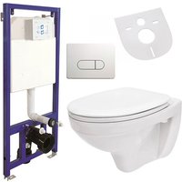 Aloni - Hänge Wand wc mit Spülkasten, Vorwandelement, Schallschutz und Betätigungsplatte Komplett-Set - Weiß von ALONI