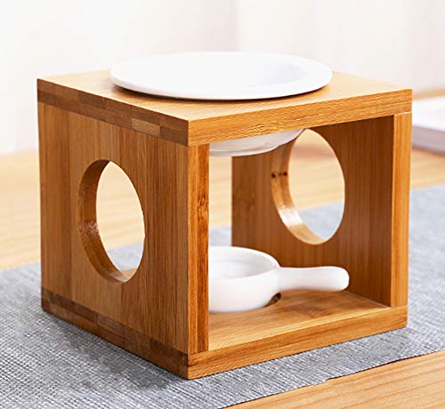 ROSEONE Wachs-Schmelzbrenner, Holz-Keramik-Brenner mit Teelichthalter, Ölwärmer-Diffusor, Kerzenwachsbrenner, Wachsschmelzhalter, Schmelzbrenner für Yoga, Meditation, Schlafzimmer, Hochzeitsdekoration von ROSEONE