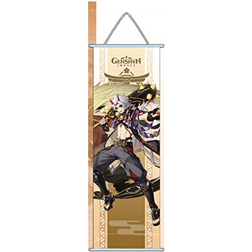 ROSETOR 1 x Genshin Impact Hanging Painting Silk Cloth Poster Engraved Scroll Animation Peripheral (Arataki Itto) von ROSETOR