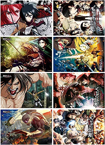 ROSETOR 8 Stück Attack on Titan Poster AOT Japanisches Anime-Poster Kunstdrucke für Zuhause Wanddekoration, 29,2 x 41,9 cm (Attack on Titan). Stil 1 von ROSETOR