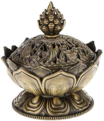 ROSETOR Lotus-Räucherkegel, Aroma-Brenner, Halter, Ofen, Rückfluss-Räuchergefäß, Dekoration (Bronze) von ROSETOR