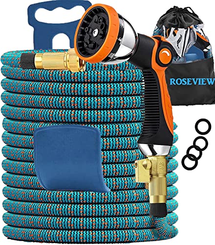 Gartenschlauch Gartenschläuche Schläuche 20m 30m 50m 100m erweiterbarer Wasserschlauch Schlauch Flexibel einziehbar Gartenschlauch zusammenklappbar (Orange Blau 15m) von ROSEVIEW