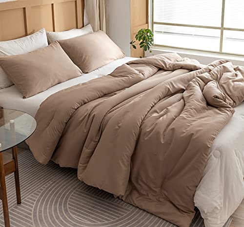 ROSGONIA Taupe Bettdecken-Set für King-Size-Betten, weiche, warme Mikrofaser-Bettdecke für alle Jahreszeiten von ROSGONIA