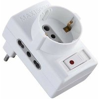 Rosi - Dreifachadapter mit Thermoschalter und Bipas- und Schuko-Steckdosen Electraline weiß 2P+T asymmetrisch von ROSI