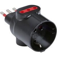 Dreifach-adapter 10a stecker, 10a steckdose und 16a schuko-steckdose schwarz - rs7704n - Rosi von ROSI