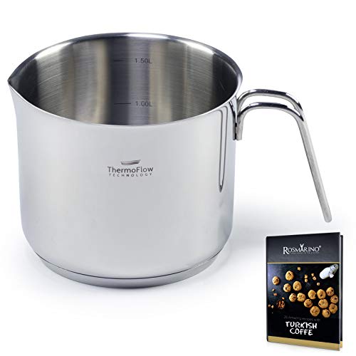 ROSMARINO Edelstahl-Induktions-Milchpfanne 1500 ml - Moderner Milchtopf mit 3-lagigem Stahlboden von ROSMARINO