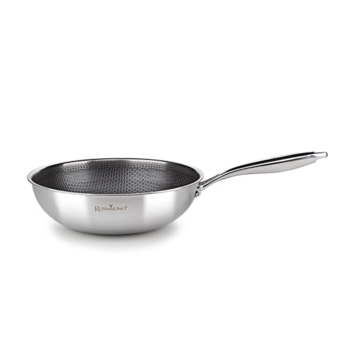 ROSMARINO HexaPRO 2.0-28 cm Edelstahl Wok – Premium Antihaft Beschichtung, ofenfest – Ideal für vielseitiges Kochen von ROSMARINO