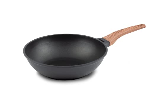 ROSMARINO Profi Wok 30 cm | Wok-pfanne mit hervorragende Wärmeverteilung und Wärmeleistung | Raffinierte Einfachheit und Zeitlose Eleganz | Für alle Kochfelder von ROSMARINO